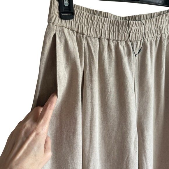 Zara Linen Viscose Wide Leg Pull On Pants Coastal Minimalist Sand Sz Small NWOT - Picture 6 of 12